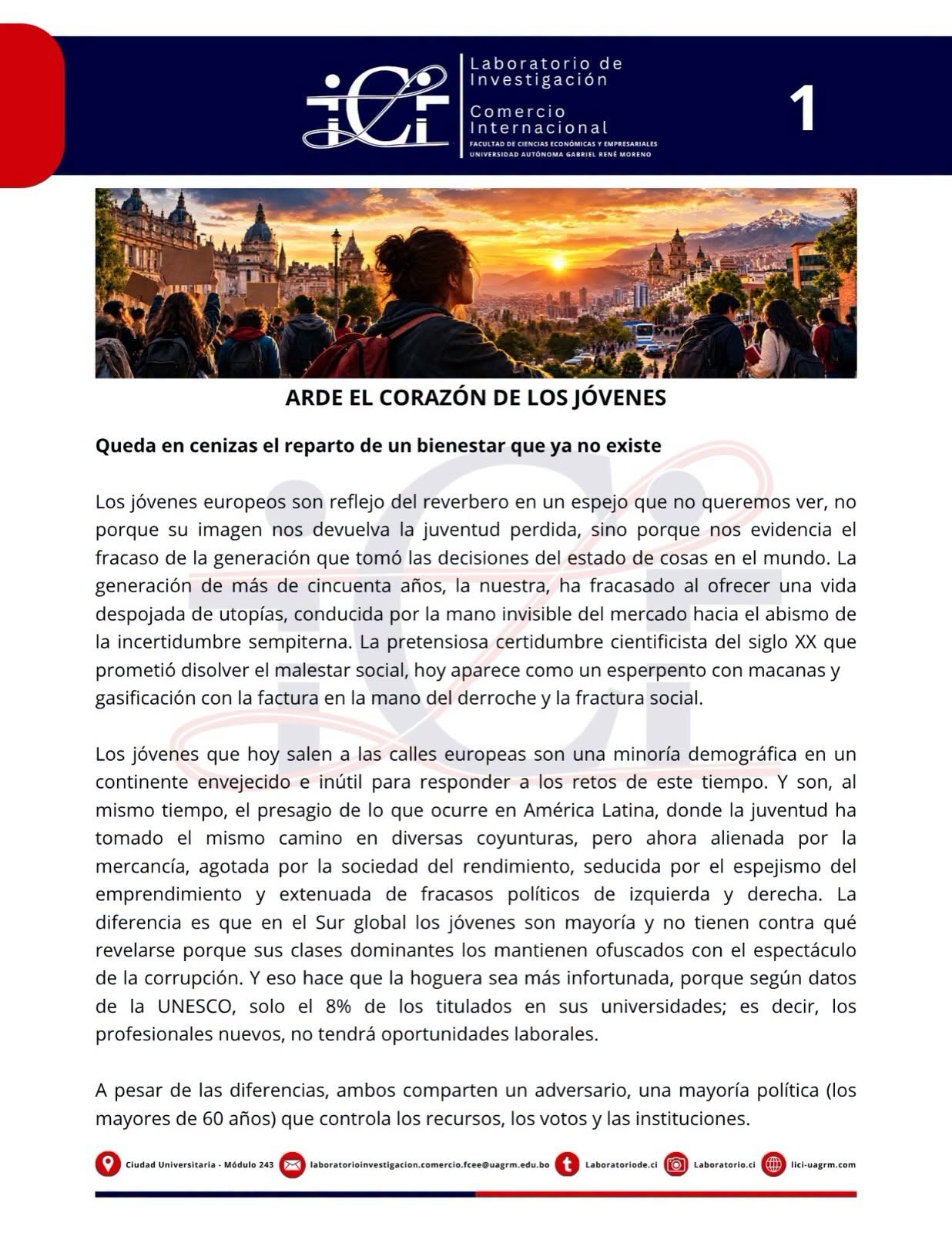 Artículo de opinión: Arde el corazón de los jóvenes